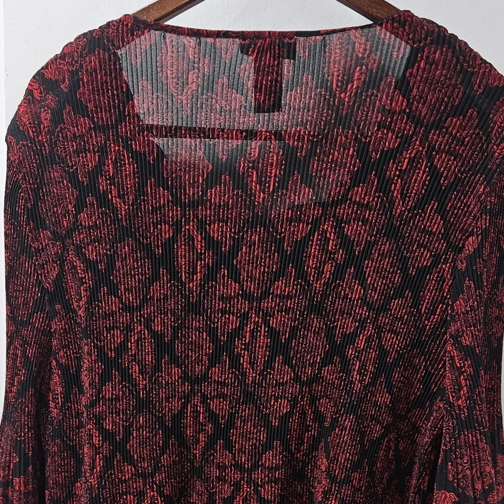Catherines Womens Top 2X Whimsigoth Fairy Grunge Red Black Witchy Sheer Long - Picture 7 of 8